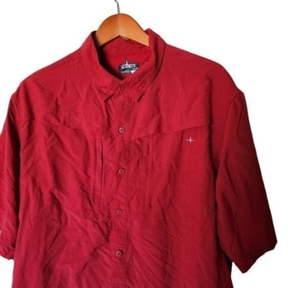 HABIT Men Kestrel Creek Solar Factor UPF 30 Short‎ Sleeve XL Red Hiking - Picture 3 of 8
